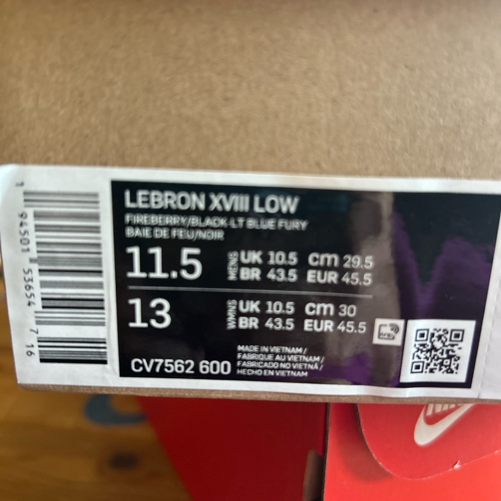 Nike LeBron XVIII Low Fireberry and Black
